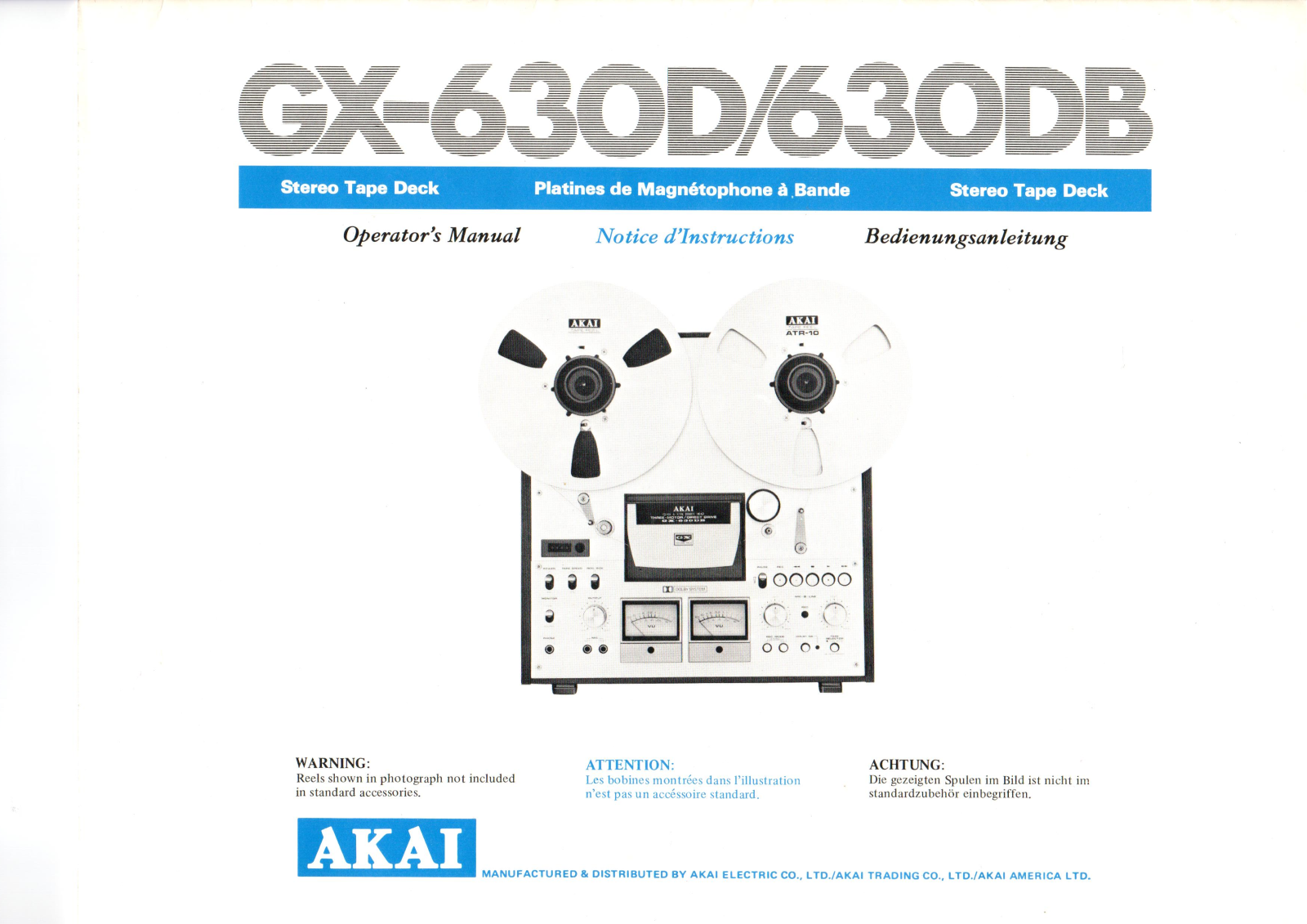 Akai gx 630d, gx 630db Operator