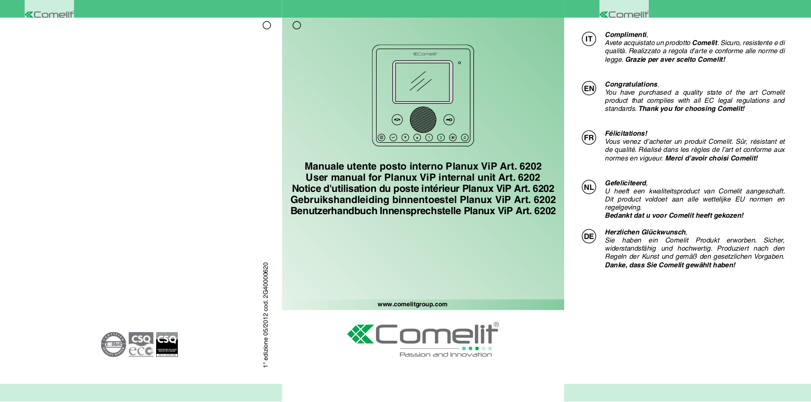 Comelit MU 6202 User Manual