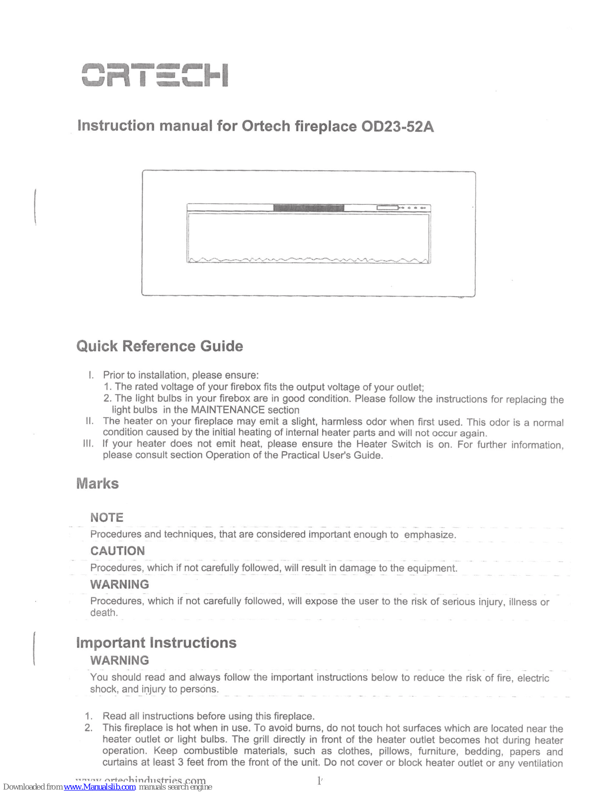 Ortech OD23-52A Instruction Manual