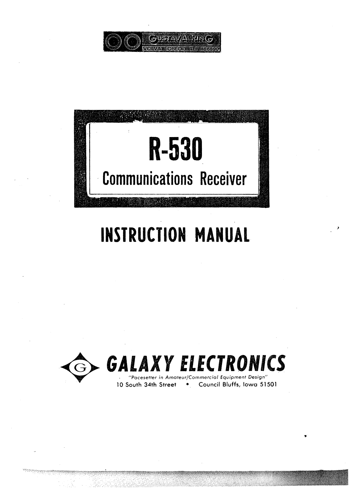 Galaxy Electronics R-530 Service manual