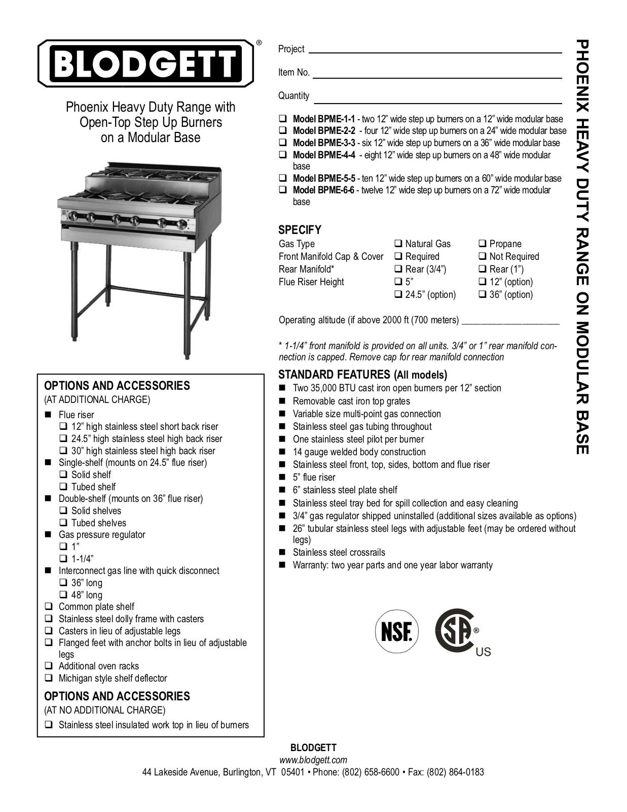 Blodgett BPME-1-1, BPME-2-2, BPME-4-4, BPME-5-5, BPME-6-6 General Manual