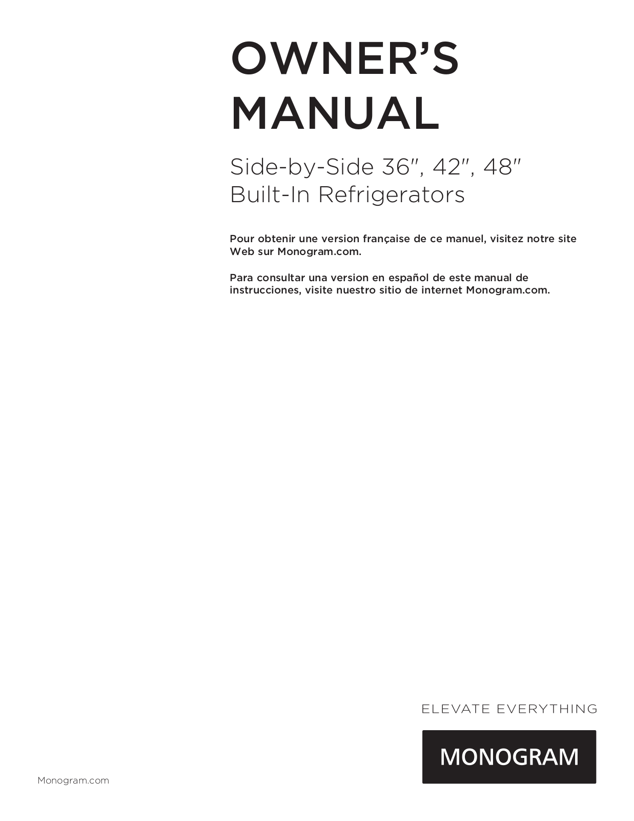 Monogram ZISB480DK, ZISB420DK Use & Care Guide