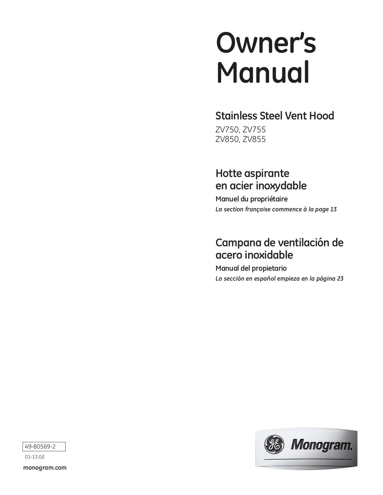 GE ZV750, ZV855 User Manual - ManualMachine.com