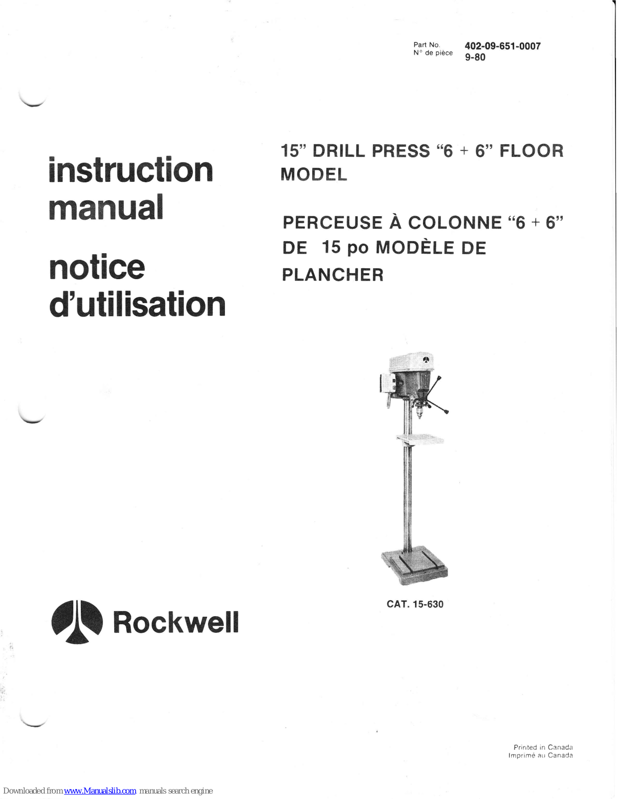 Rockwell 15-630 Instruction Manual - ManualMachine.com