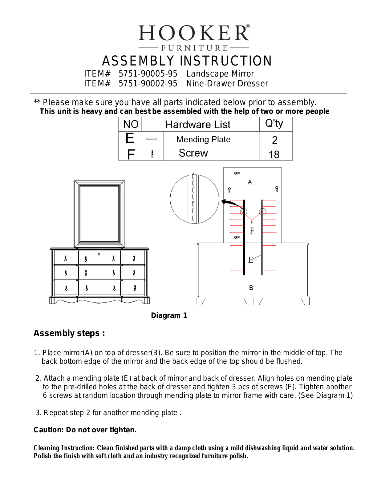 Hooker 5751-90002-95, 5751-90005-95 Assembly Instructions - ManualMachine.com