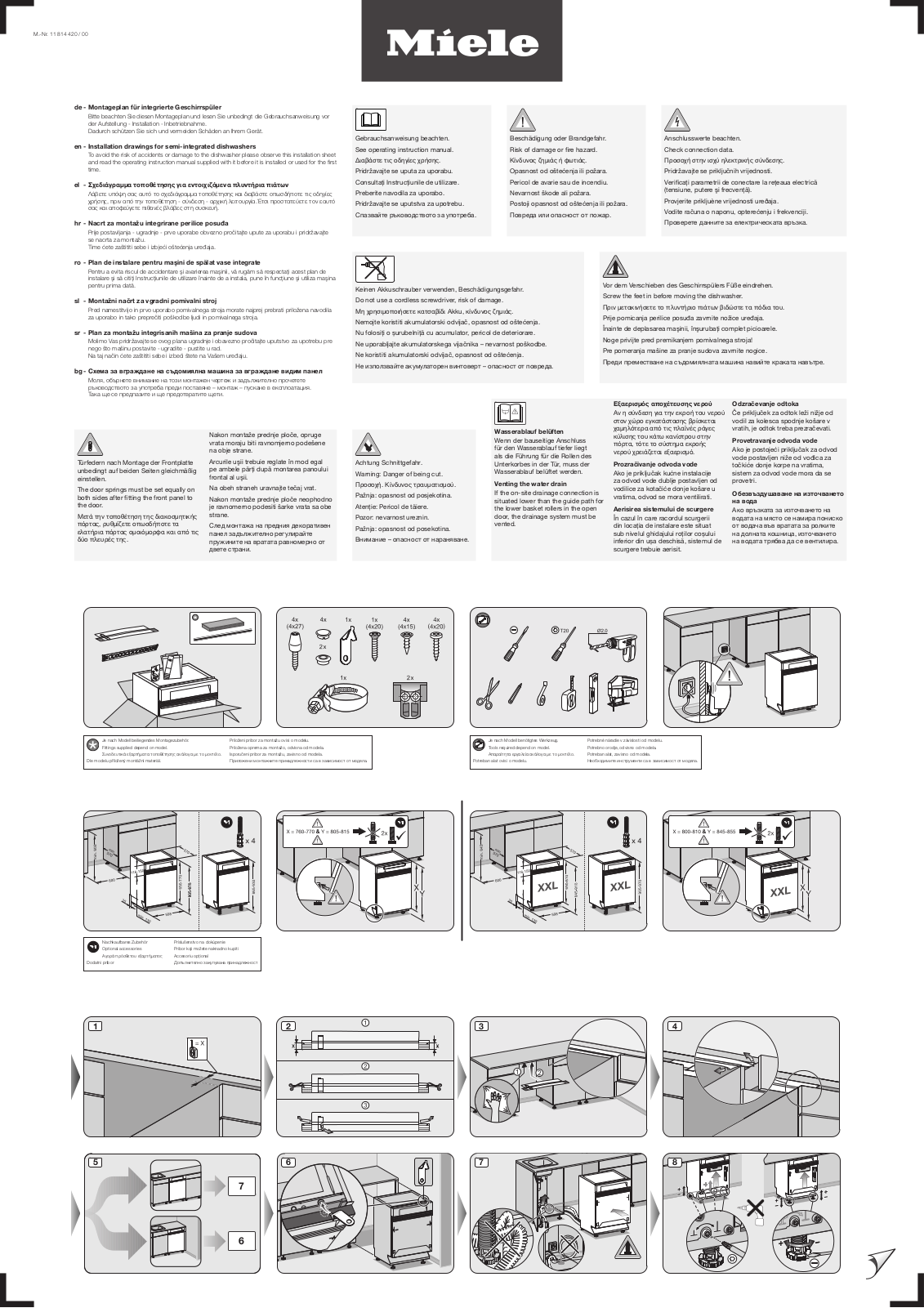 Miele G 7110 SCi AutoDos, G 7000 SCi, G 7100 SCi Installation diagram