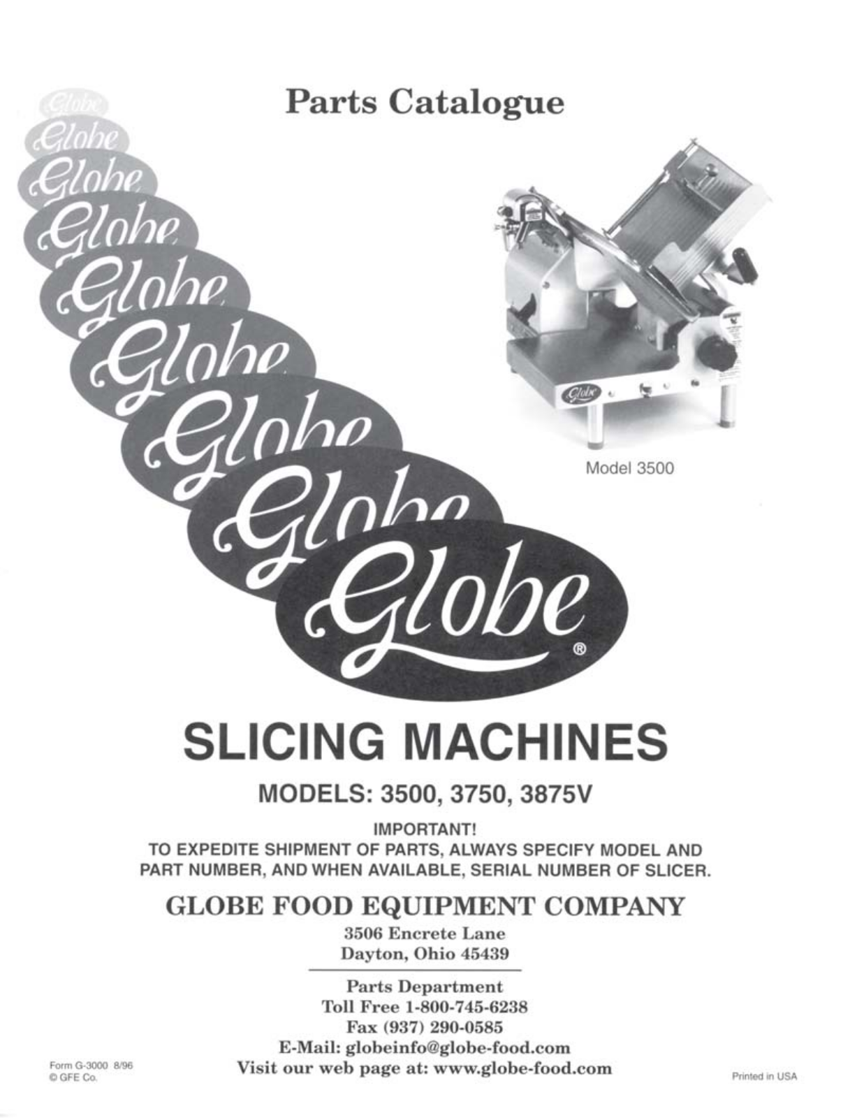 Globe 3975V Parts List