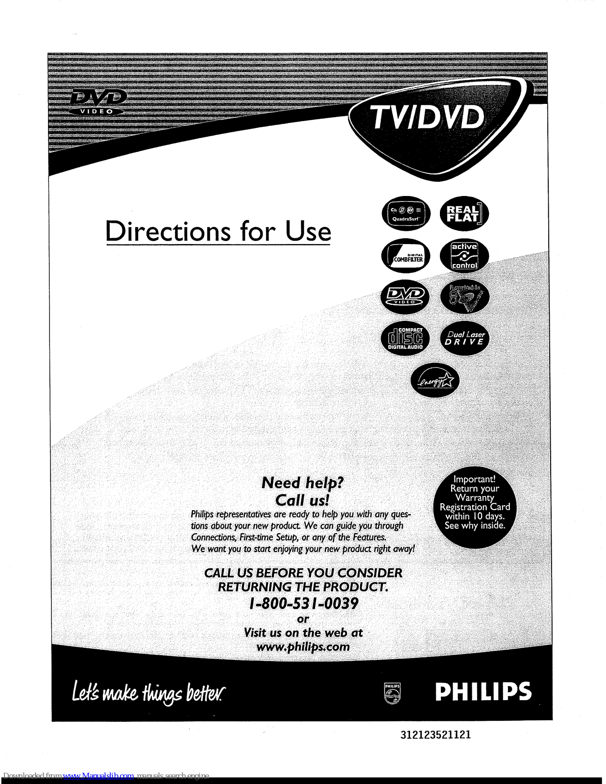 Philips dvd Directions For Use Manual