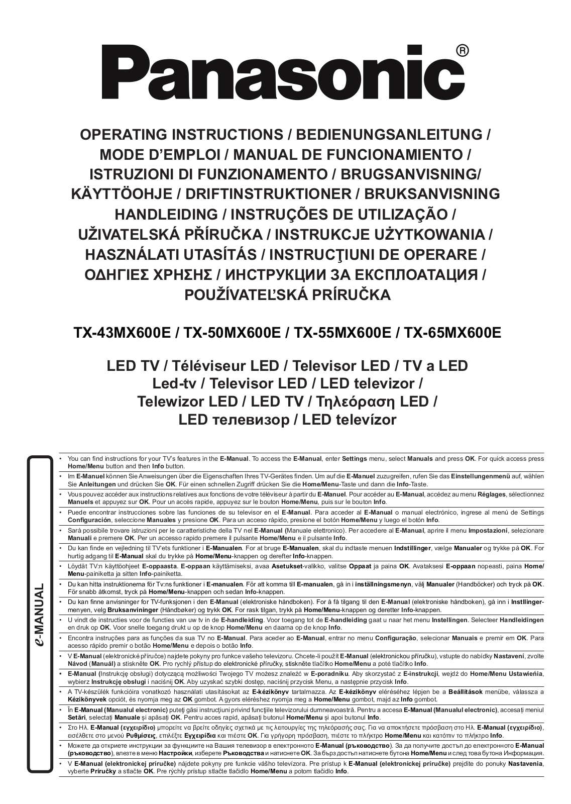 Panasonic TX-50MX600E User guide - ManualMachine.com