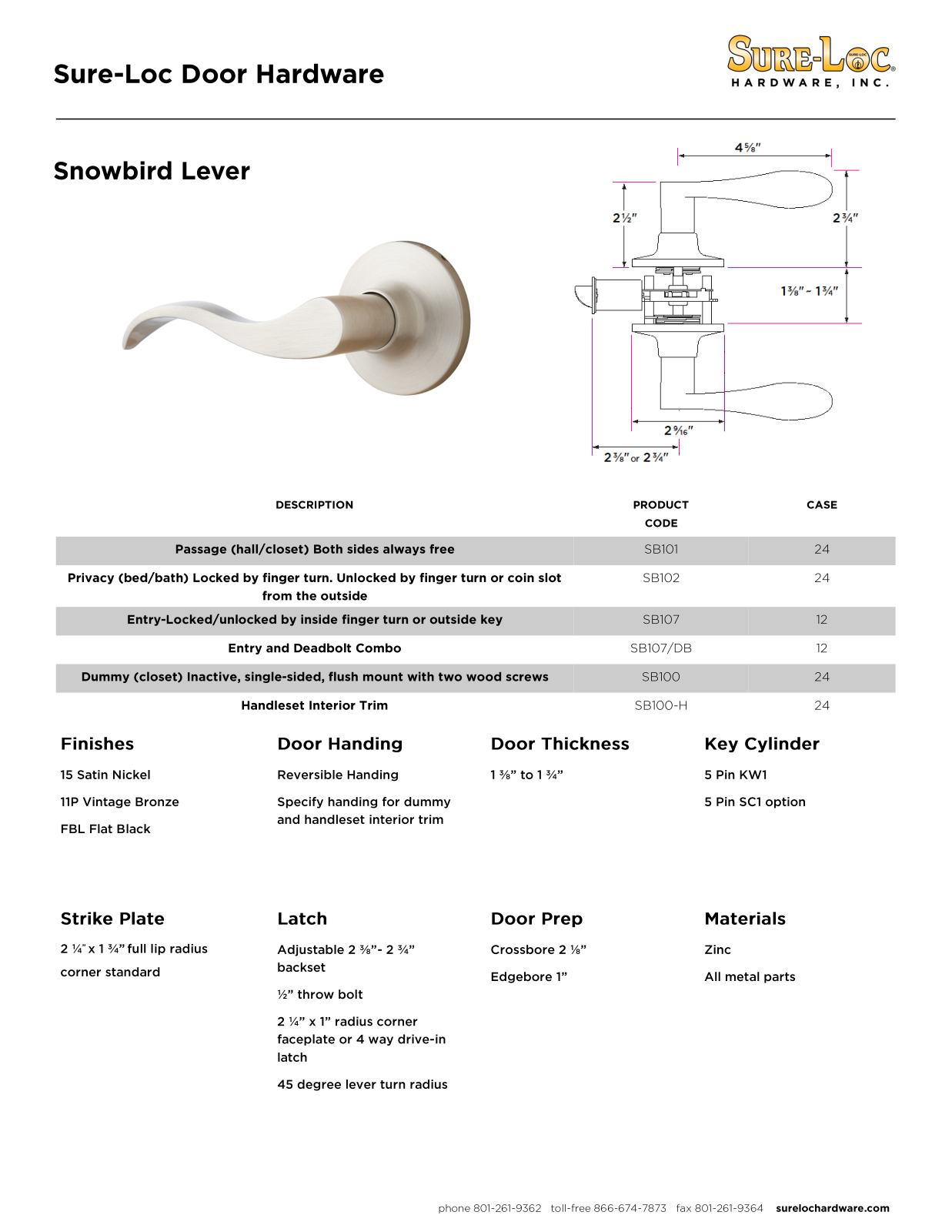 Sure-Loc Hardware SLOC1206 Specifications - ManualMachine.com