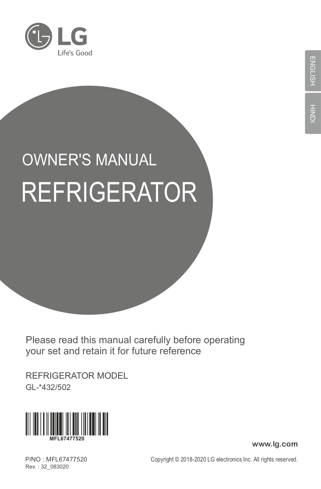 LG GL-T502XPZ3 Owner’s Manual