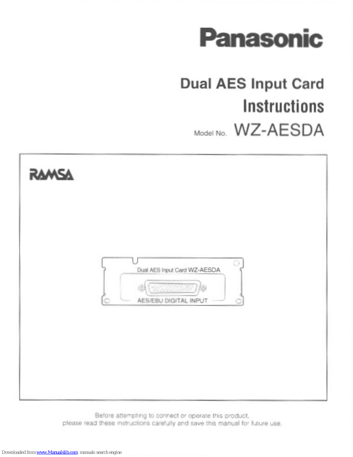 Panasonic WZ-AESDA, Ramsa WZ-AESDA Instructions Manual