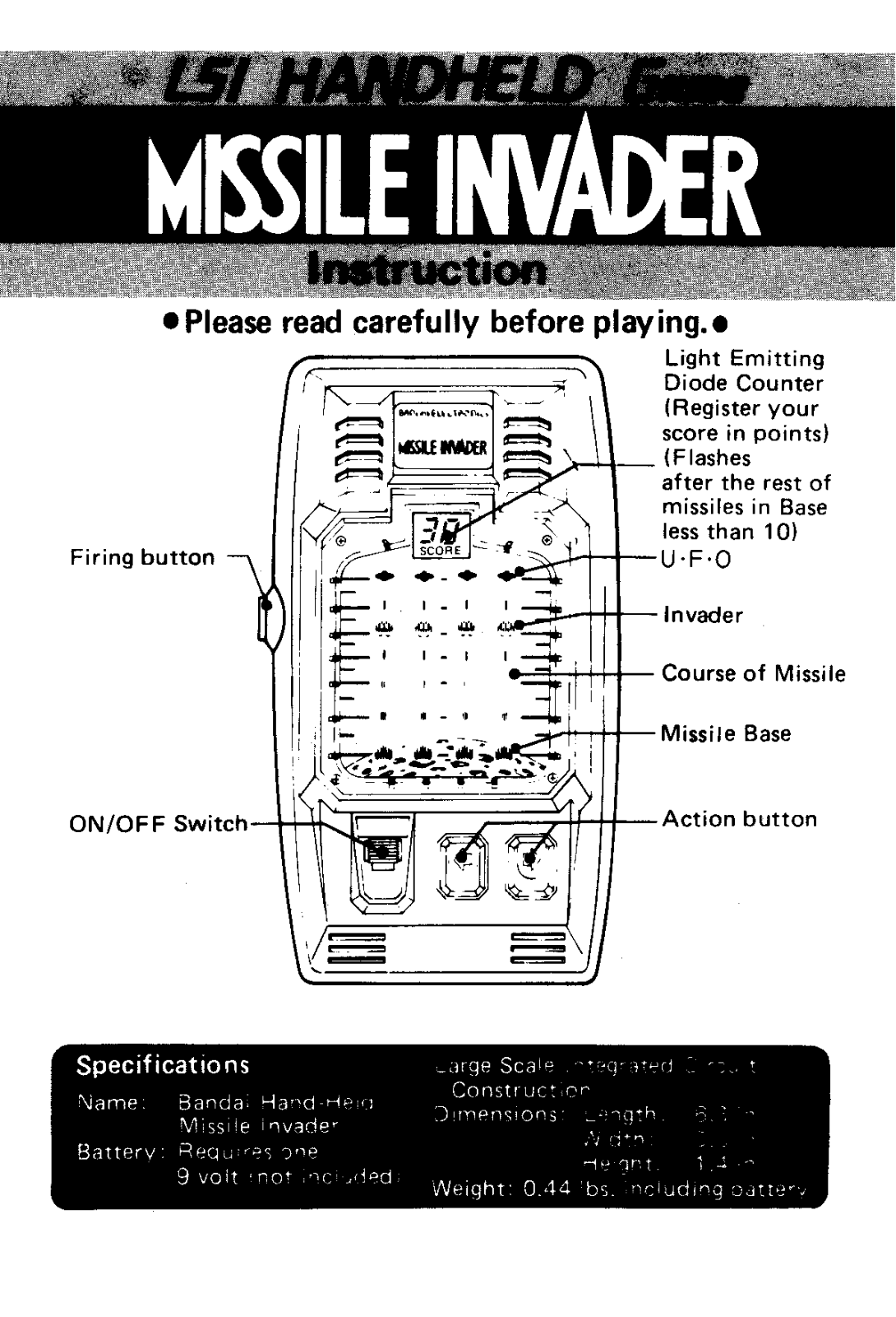 Bandai MissileInvader User Guide