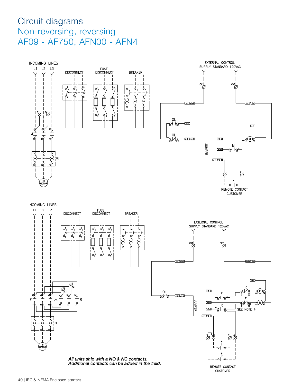 ABB IEC Enclosed starters, NEMA Enclosed starters Technical diagrams