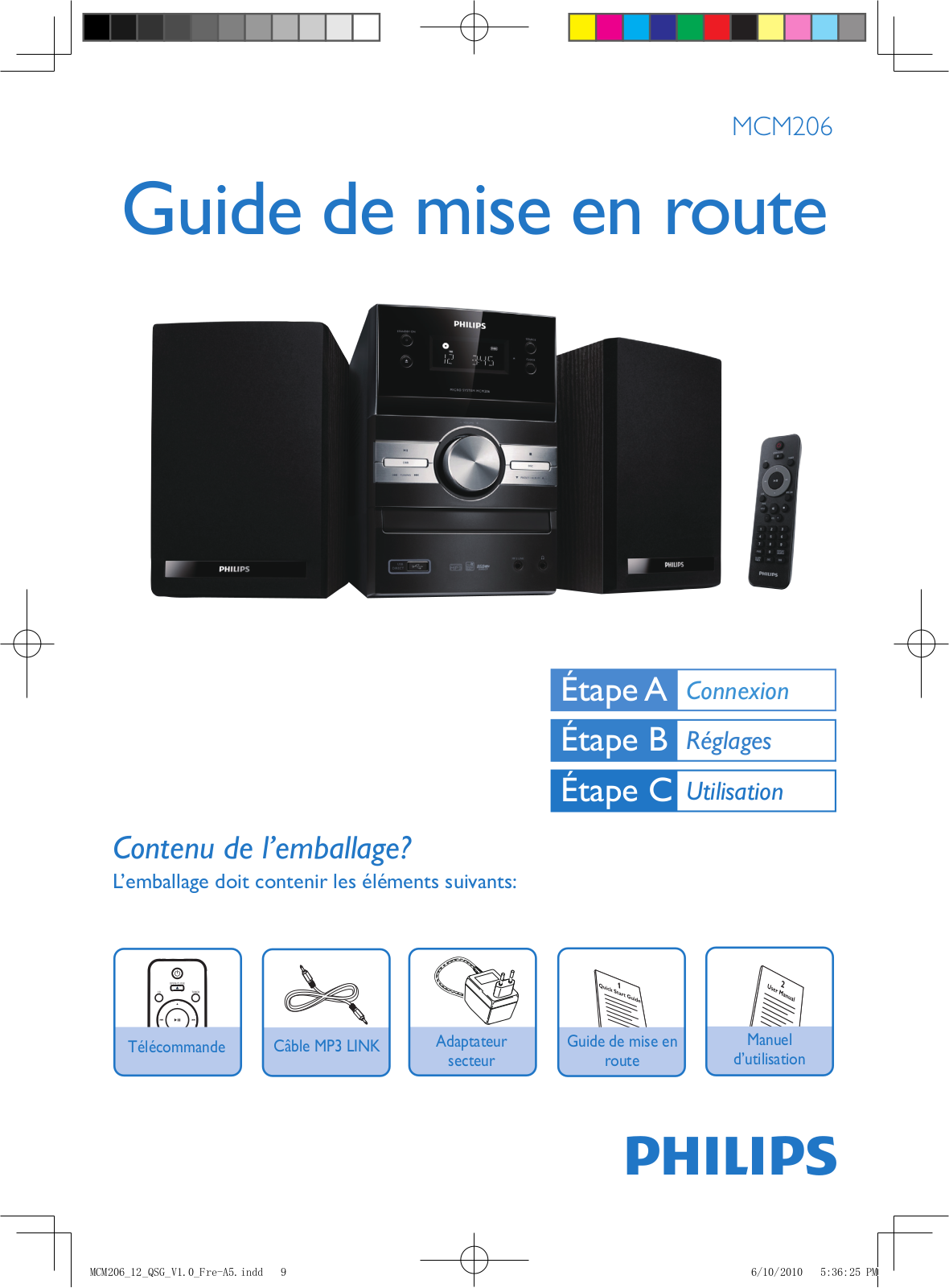 Philips MCM-206 QUICK START GUIDE