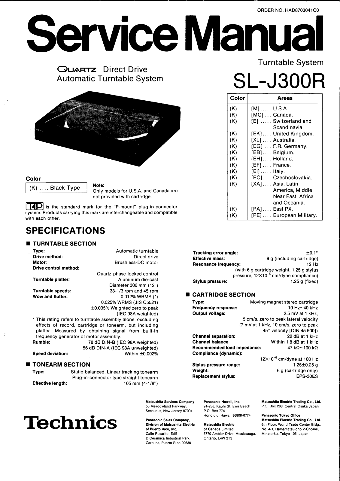 Technics SL-J300R Service Manual