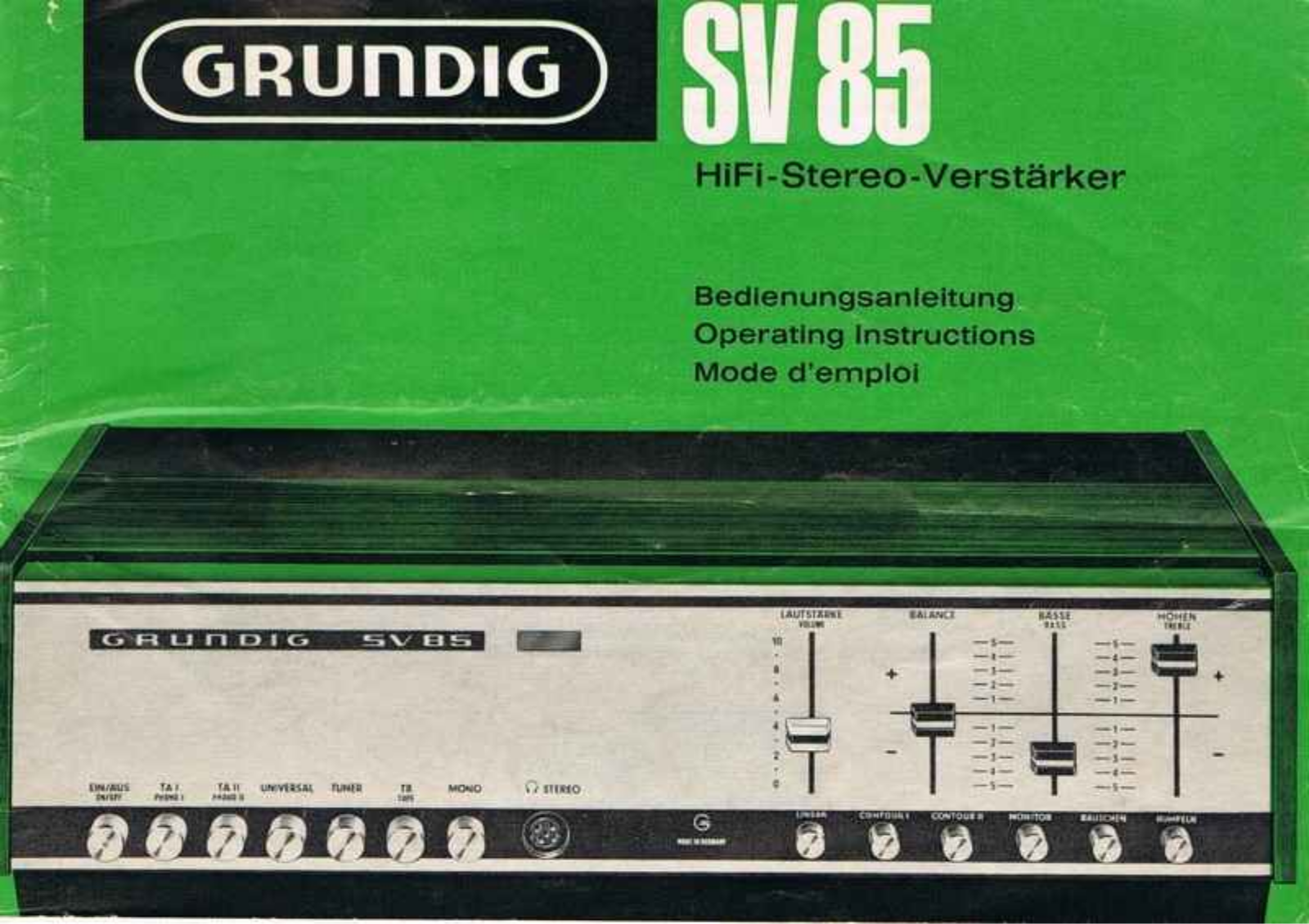 Grundig SV-85 Owners Manual