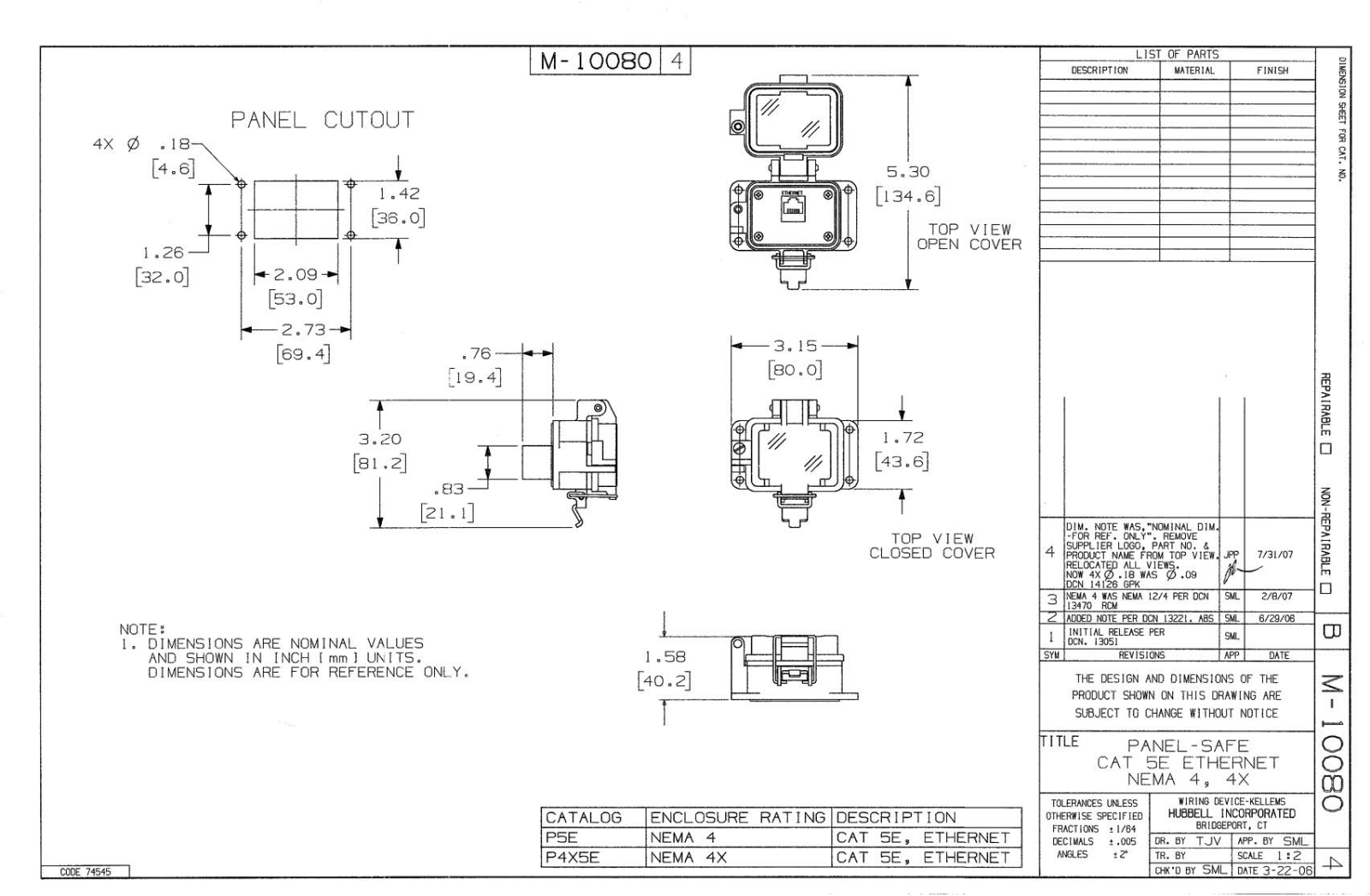 Hubbell P5E Reference Drawing