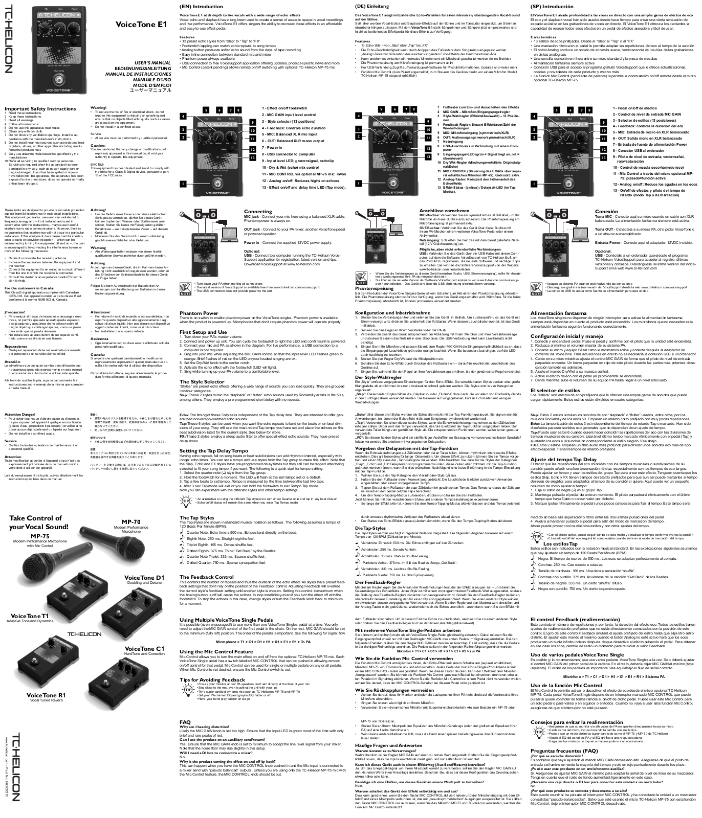 TC-Helicon VoiceTone E1 User Manual