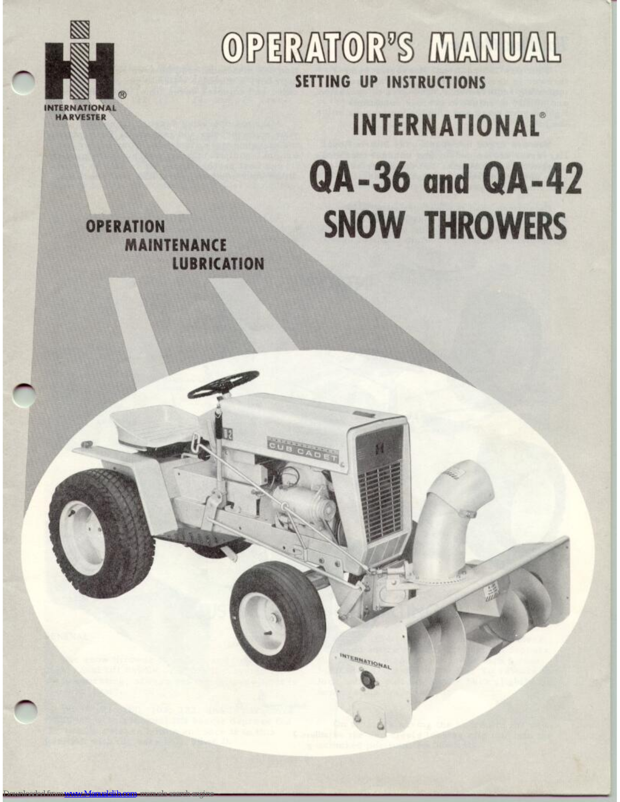 International QA-42, QA-36 Operator's Manual