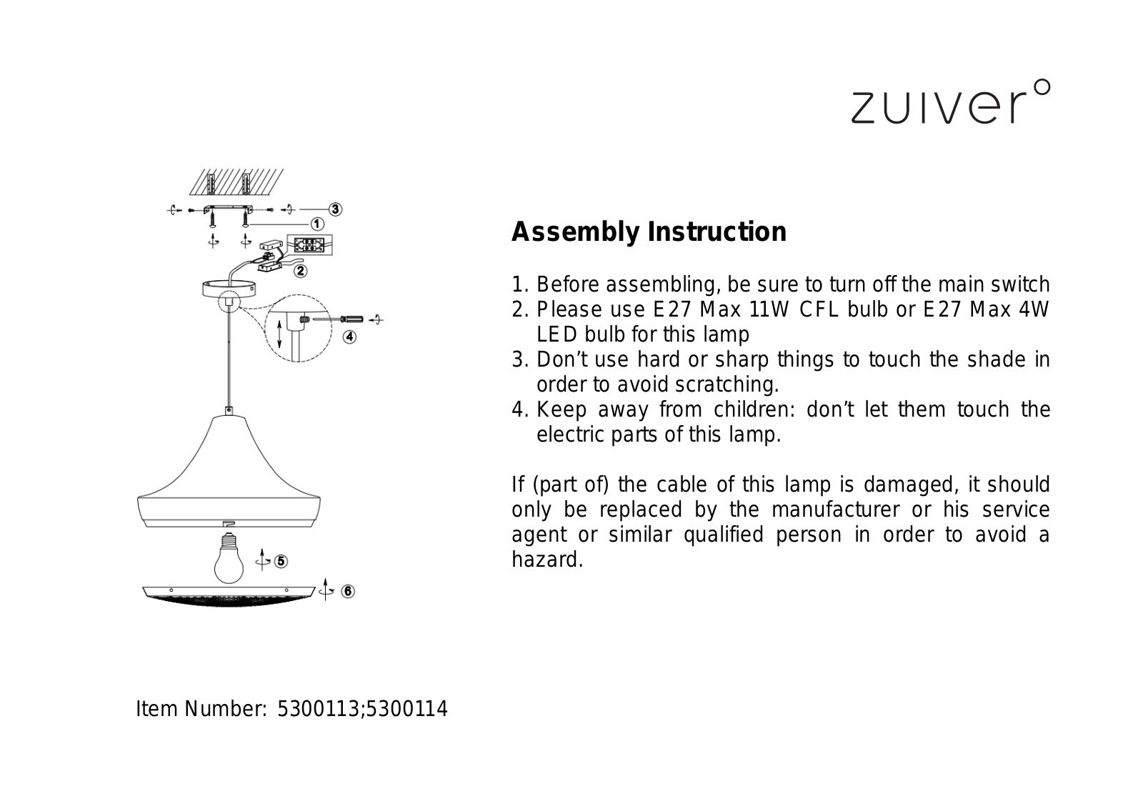 Zuiver ZIVE1494 Installation & Assembly - ManualMachine.com