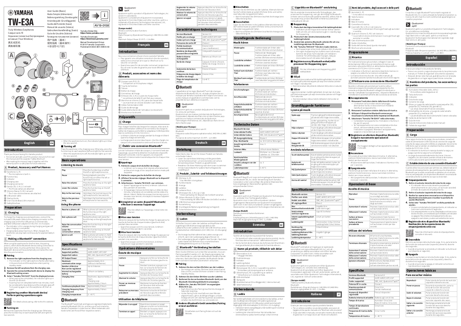 Yamaha TW-E3A User Manual