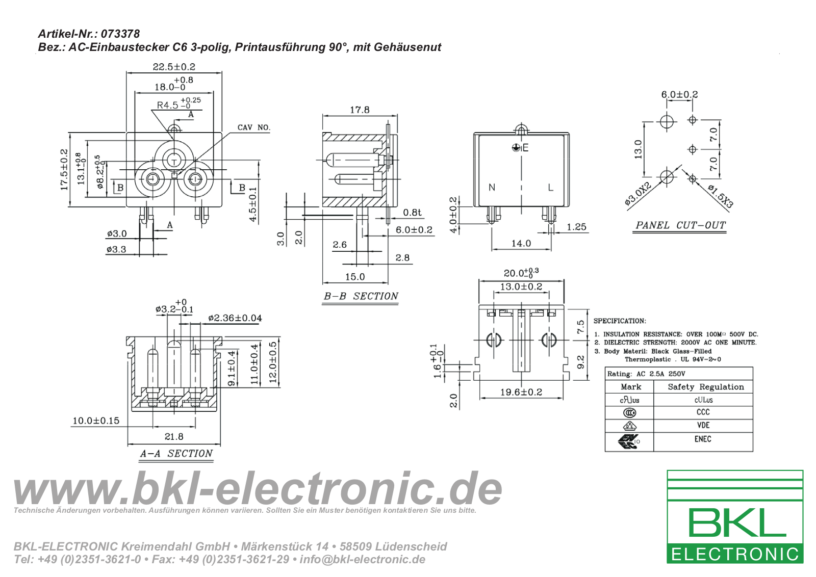 BKL B-AC 073378 Datasheet - ManualMachine.com