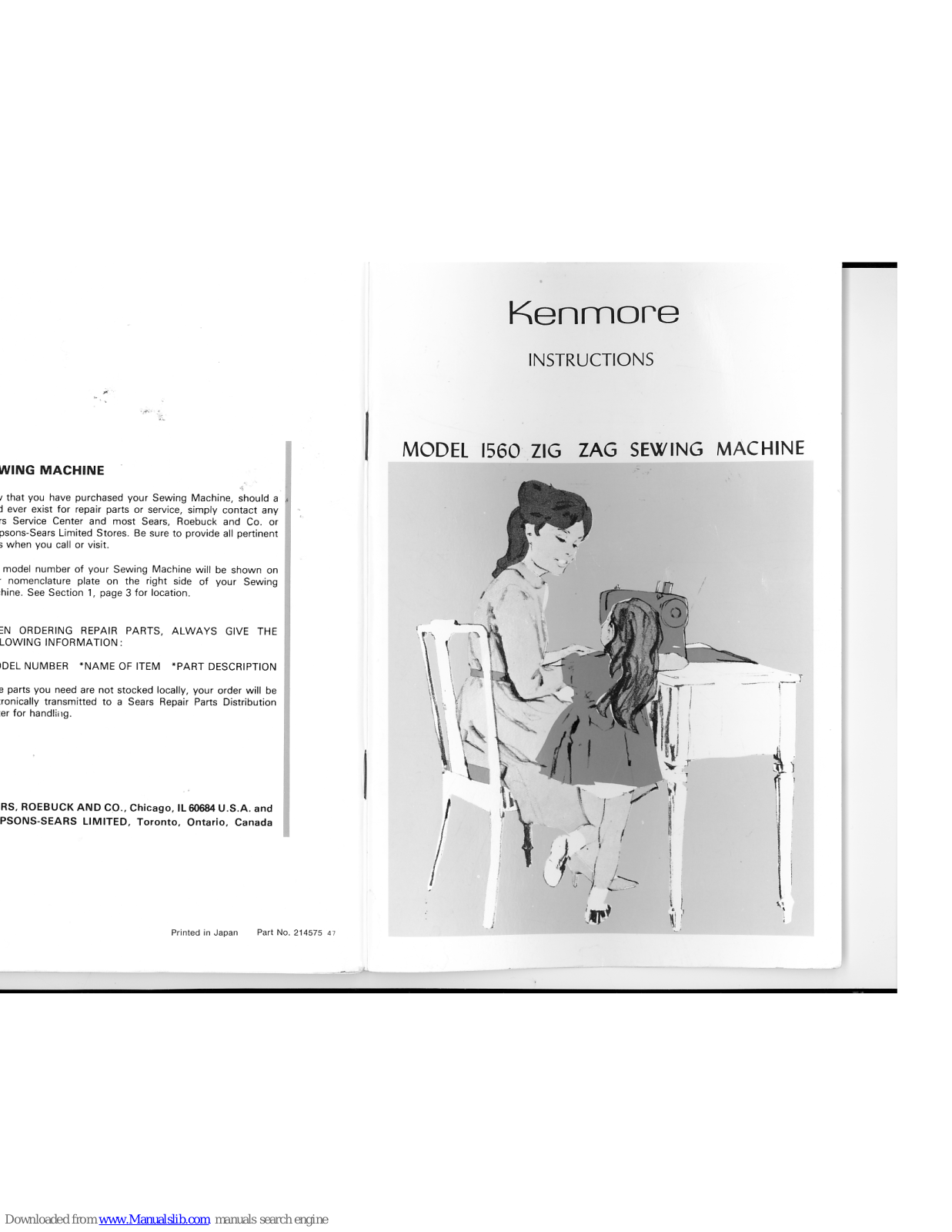 Kenmore 1560 Instruction Manual