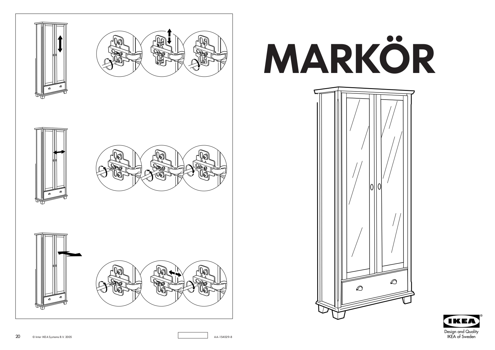 IKEA MARKÃR GLASS-DOOR CABINET 35X76 Assembly Instruction