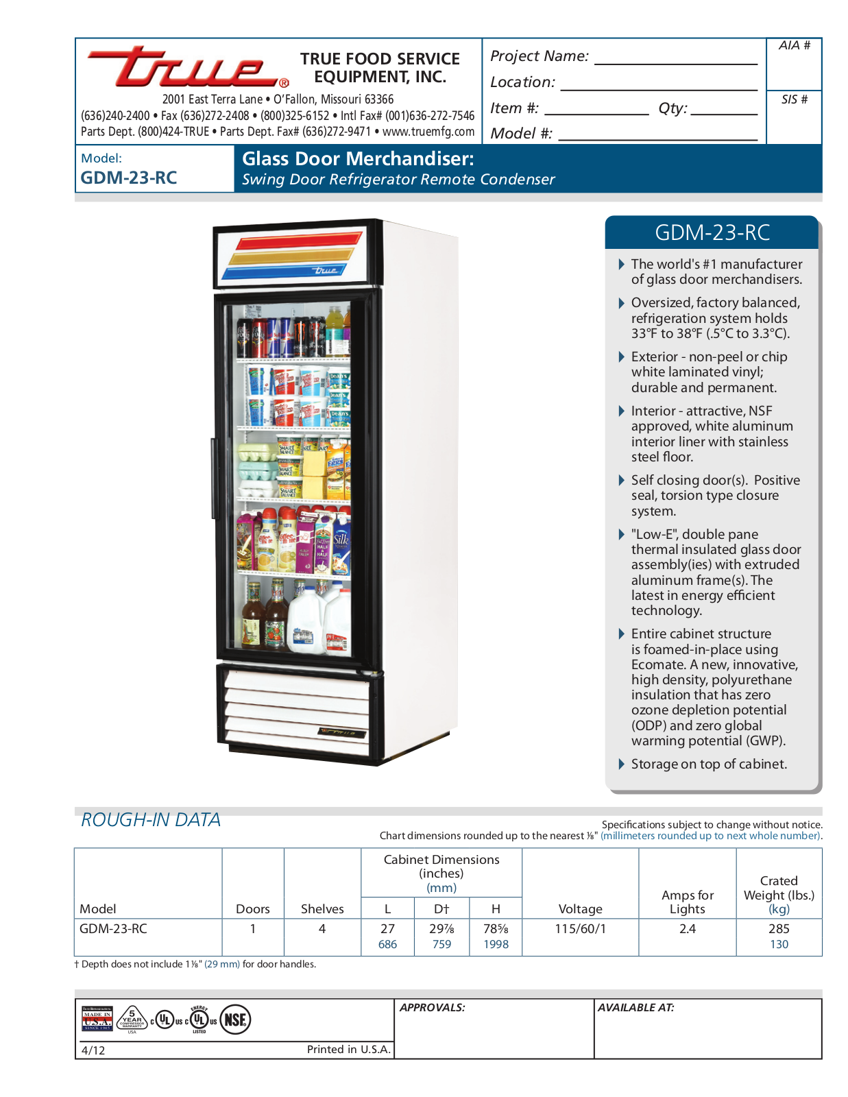 True GDM-23-RC User Manual