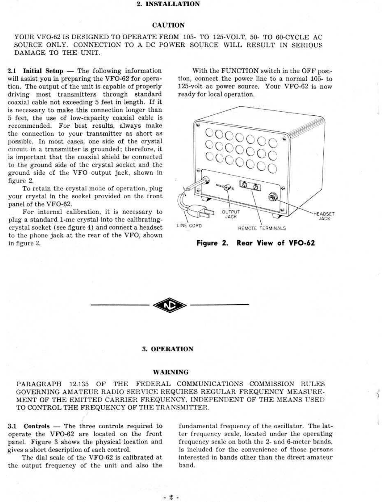 NATIONAL RADIO vfo-62 User Manual (PAGE 2)