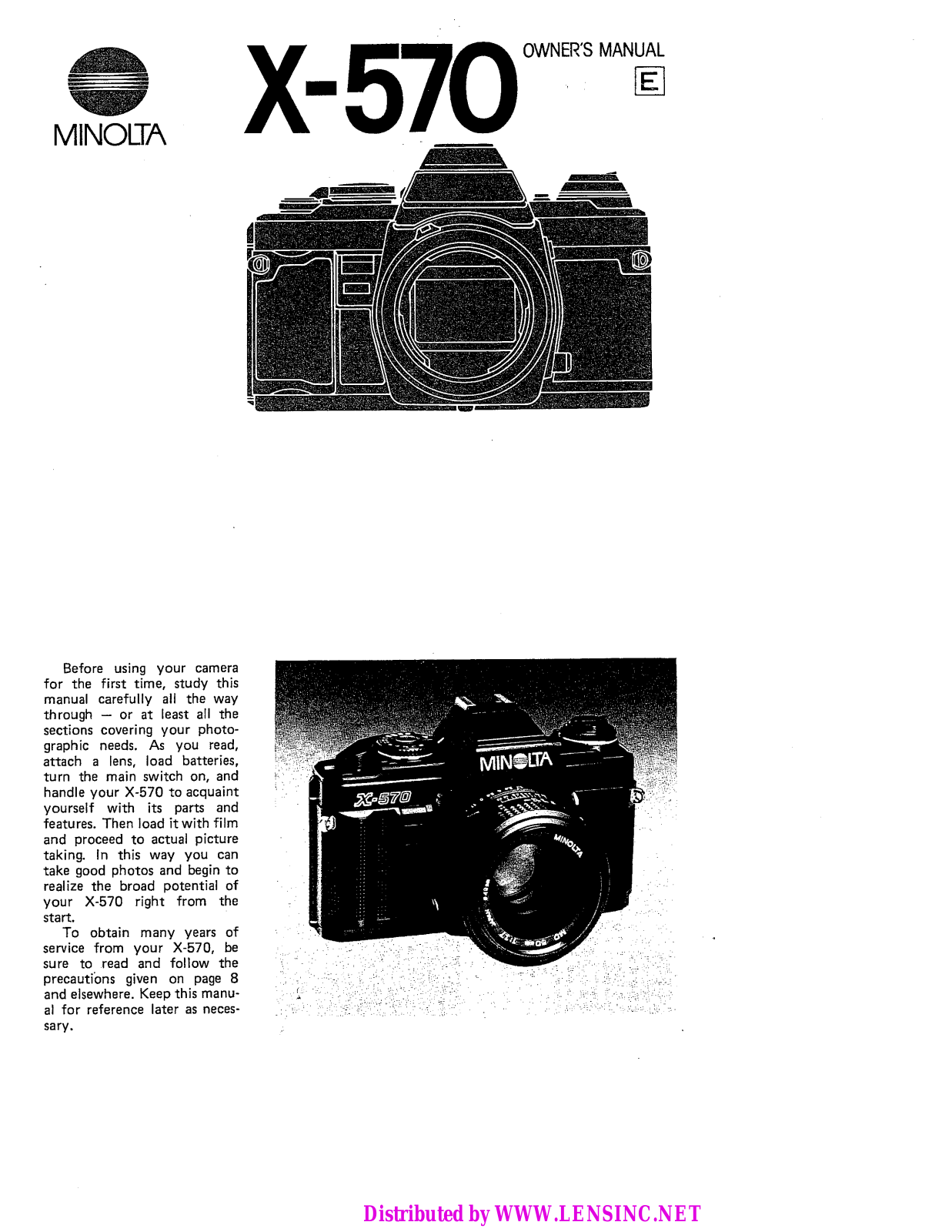 Minolta X-570S owners Manual