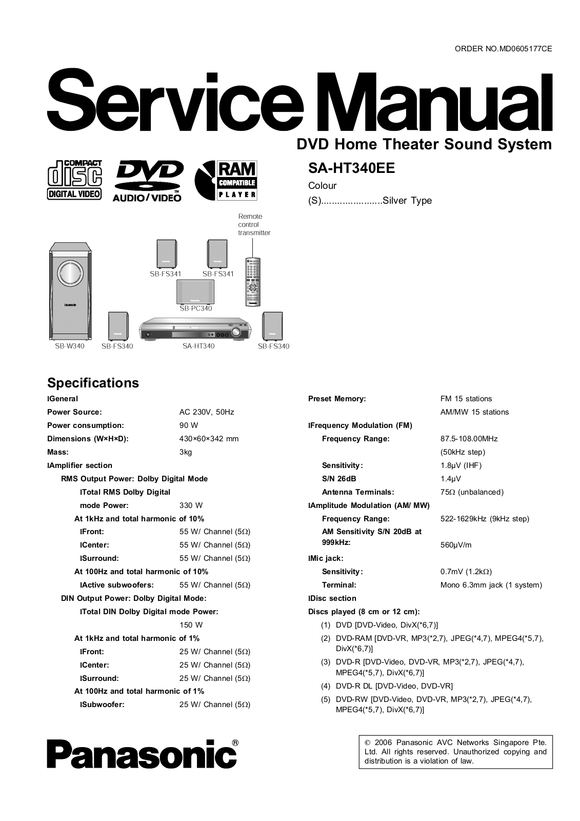 Technics SA-HT340-EE Service Manual