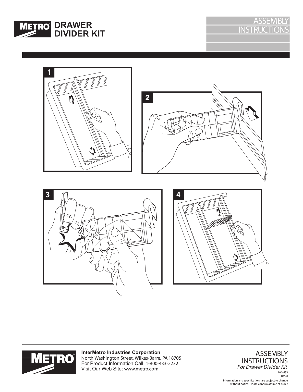 Metro Drawer Divider Kit User Manual