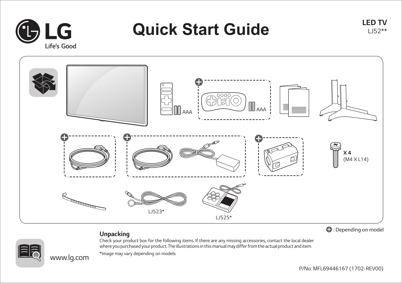 LG 32LJ523D, 32LJ525D, 43LJ522T, 49LJ523T QUICK SETUP GUIDE