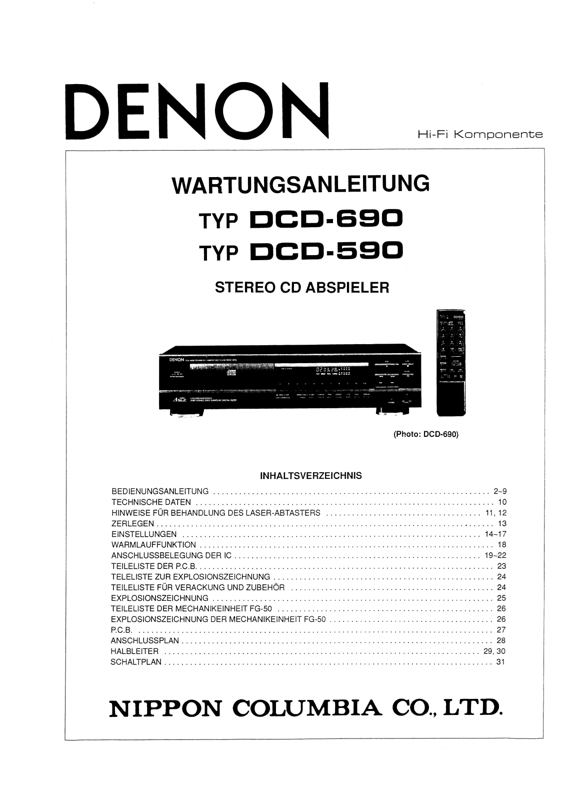 Denon DCD-590, DCD-690 Service Manual