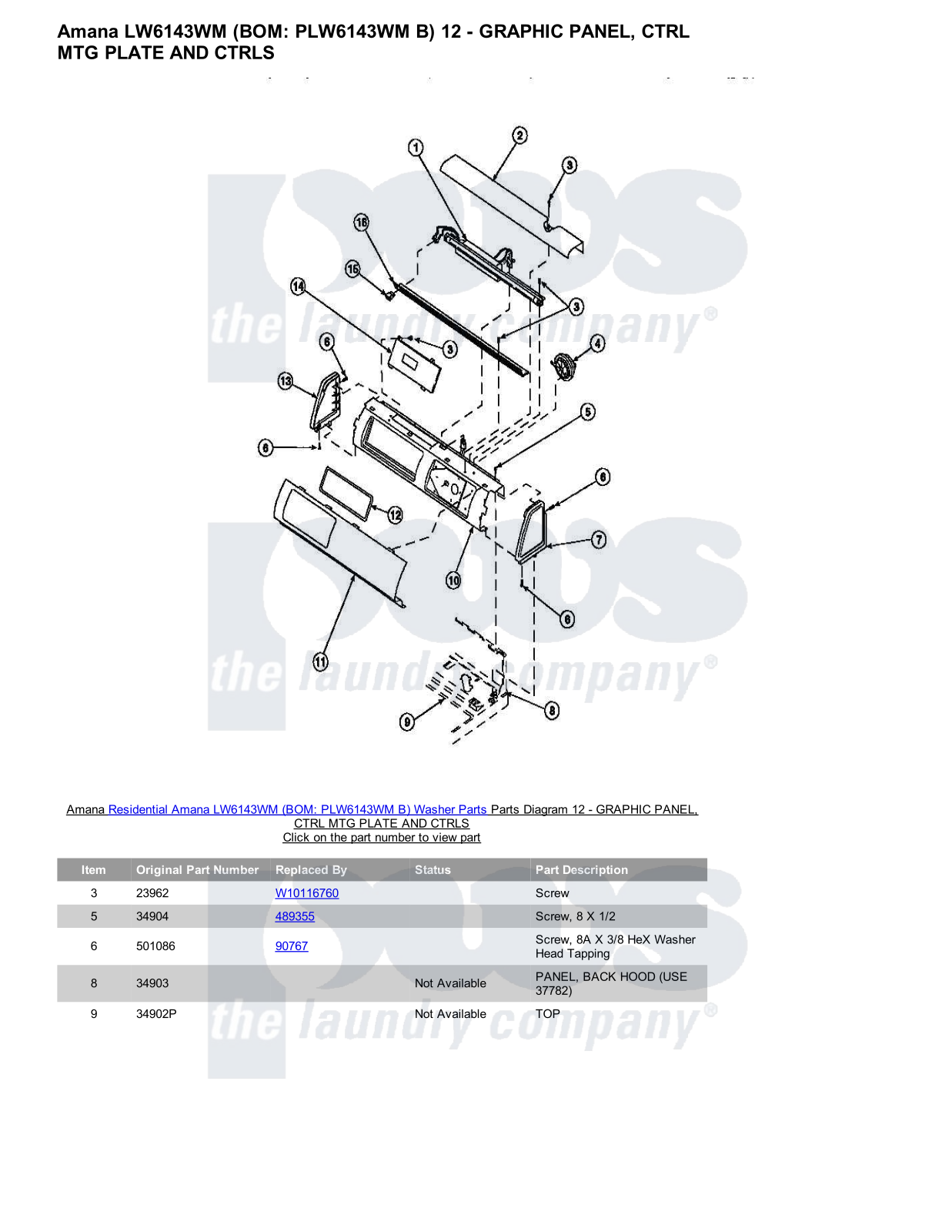 Amana LW6143WM Parts Diagram