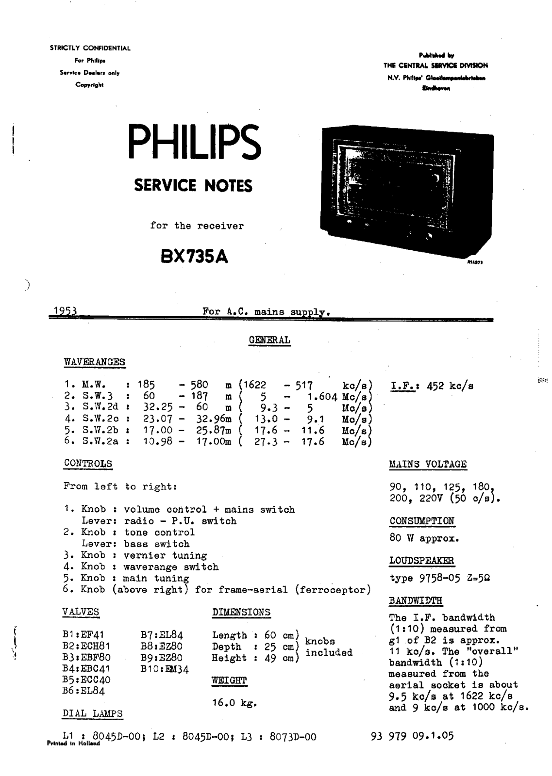 Philips BX735A Schematic