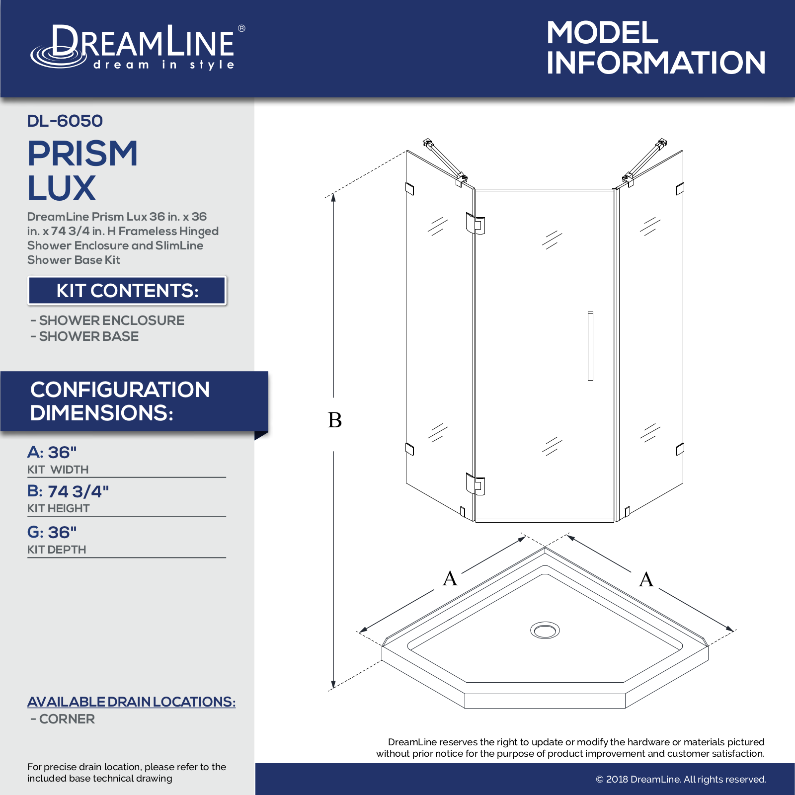 DreamLine DLN5389 Specifications & Dimensions - ManualMachine.com