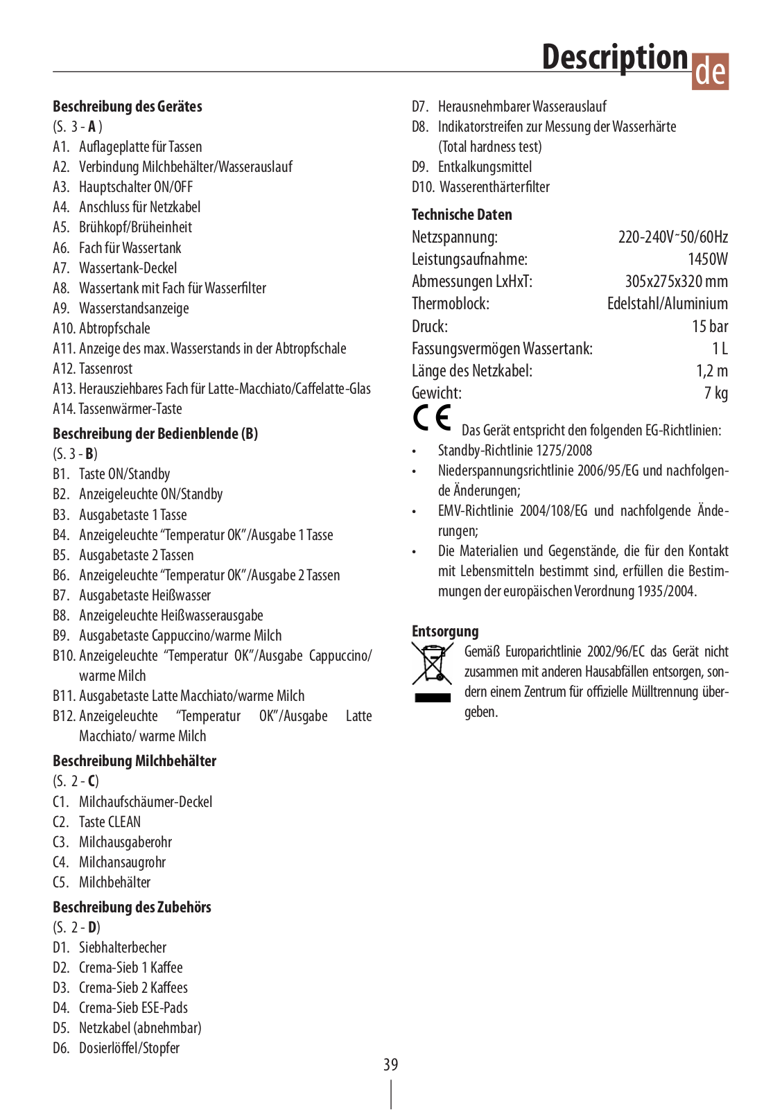 DeLonghi EC 860.M User Manual