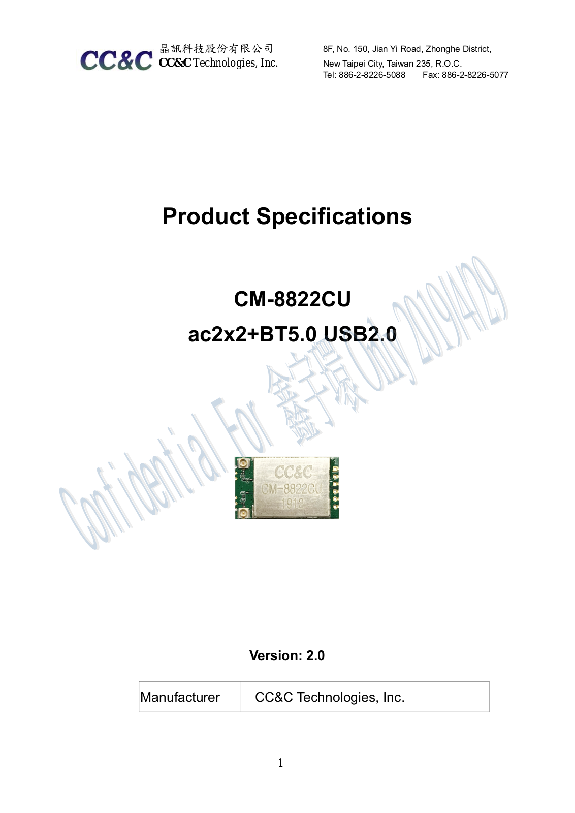 CC and C Technologies CM8822CU User Manual