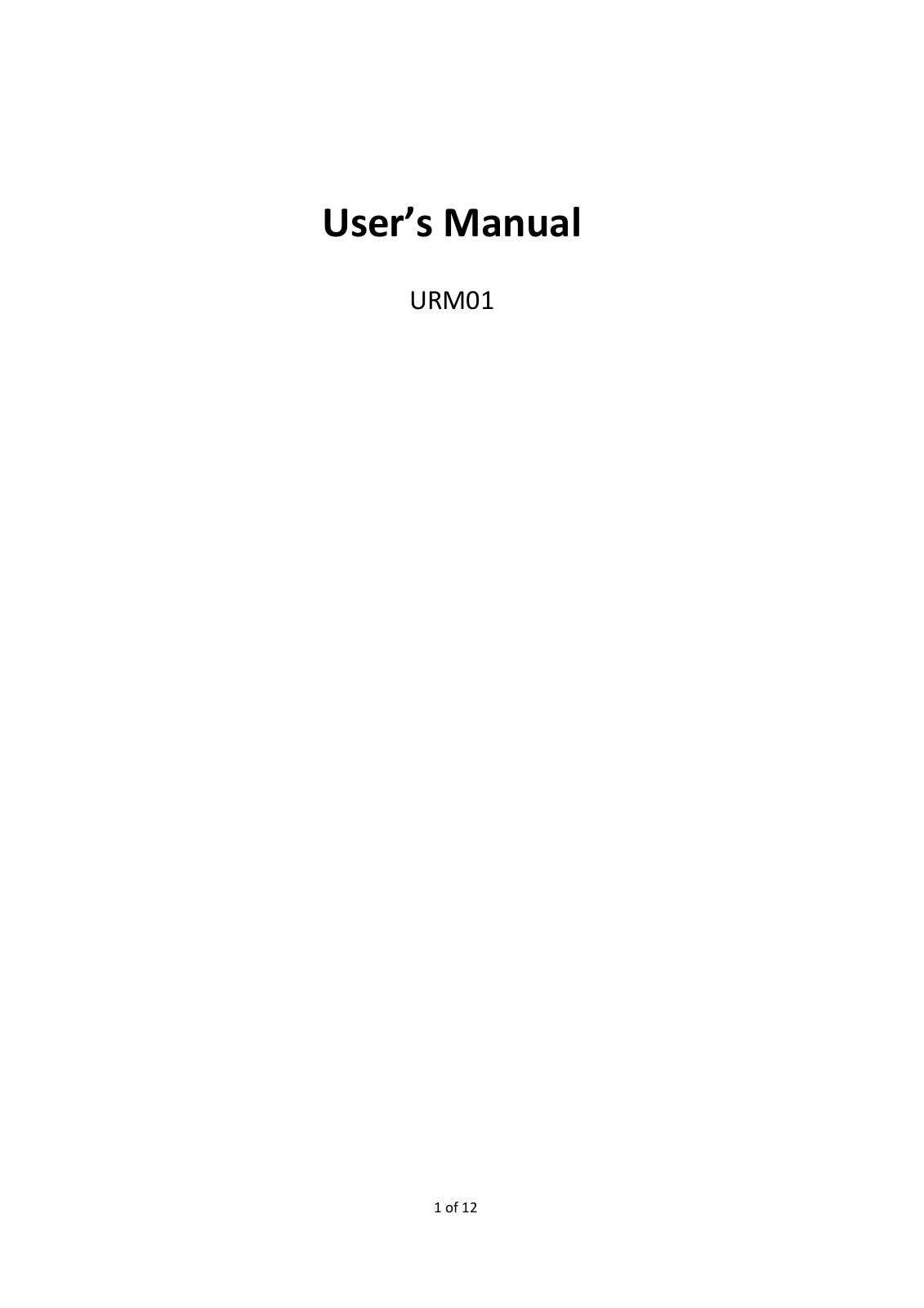 OSSTEM IMPLANT URM01 User Manual