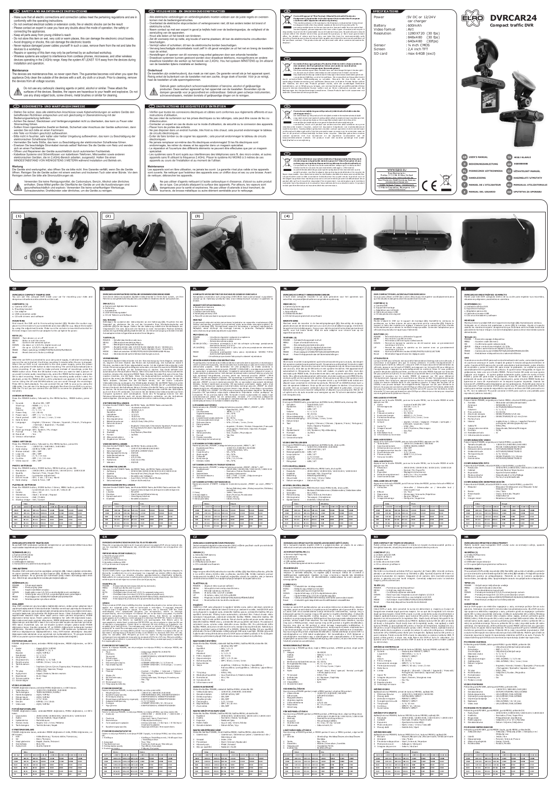 ELRO DVRCAR24 User manual