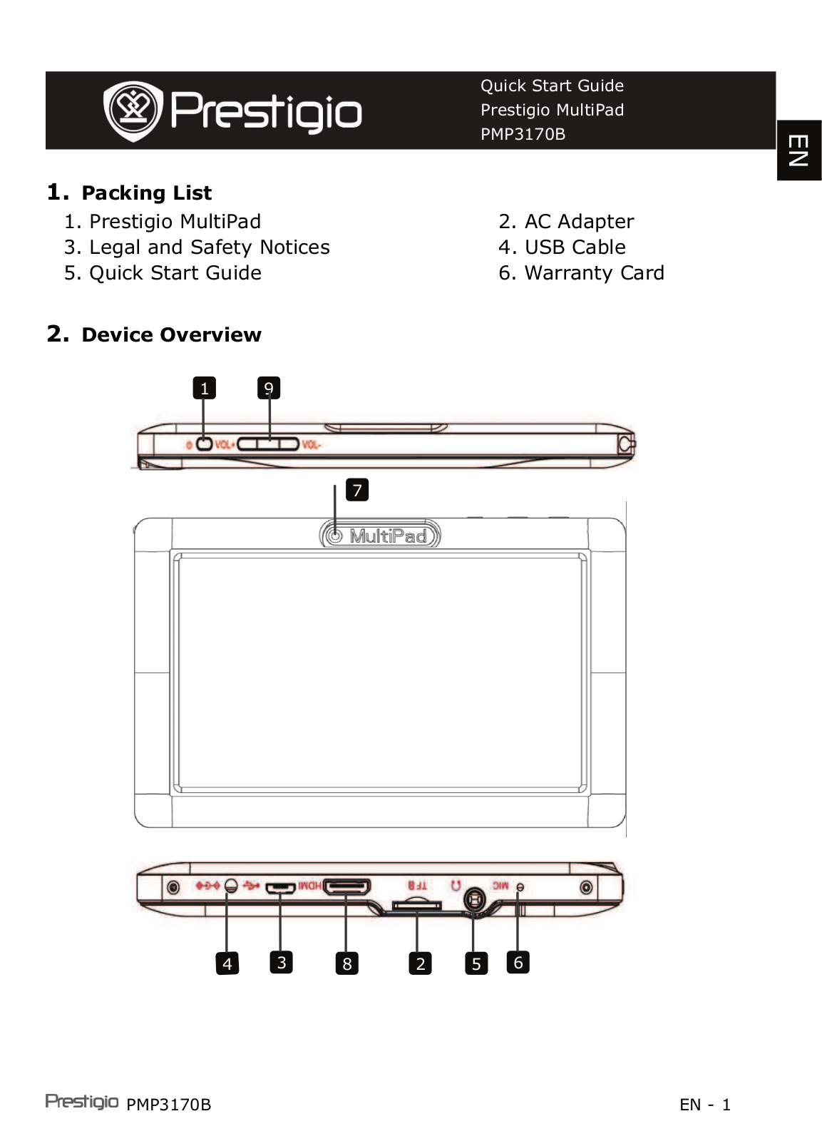 Prestigio PMP3170B User manual