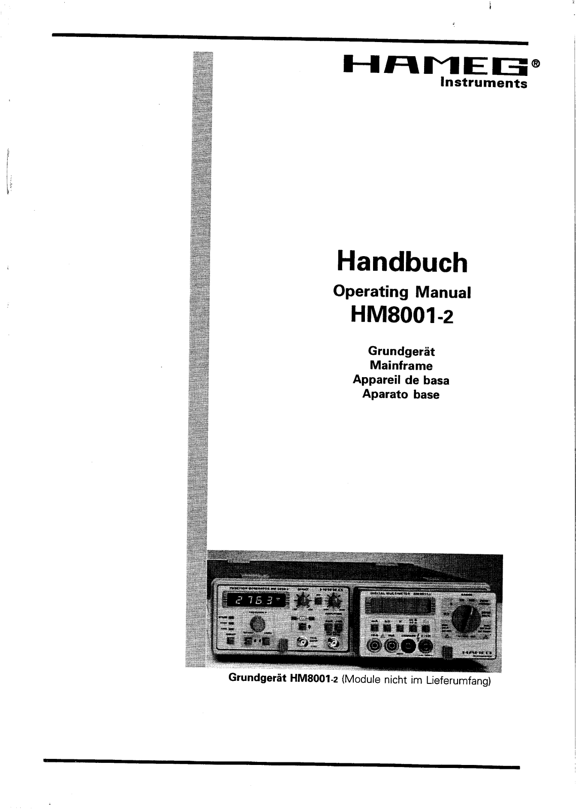 HAMEG HM8001-2 User guide