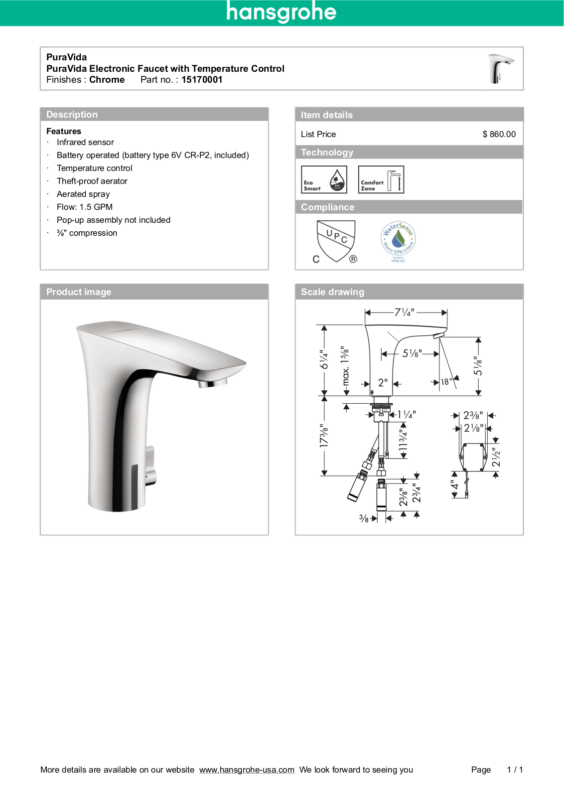 Hansgrohe HAN3098 Specifications - ManualMachine.com