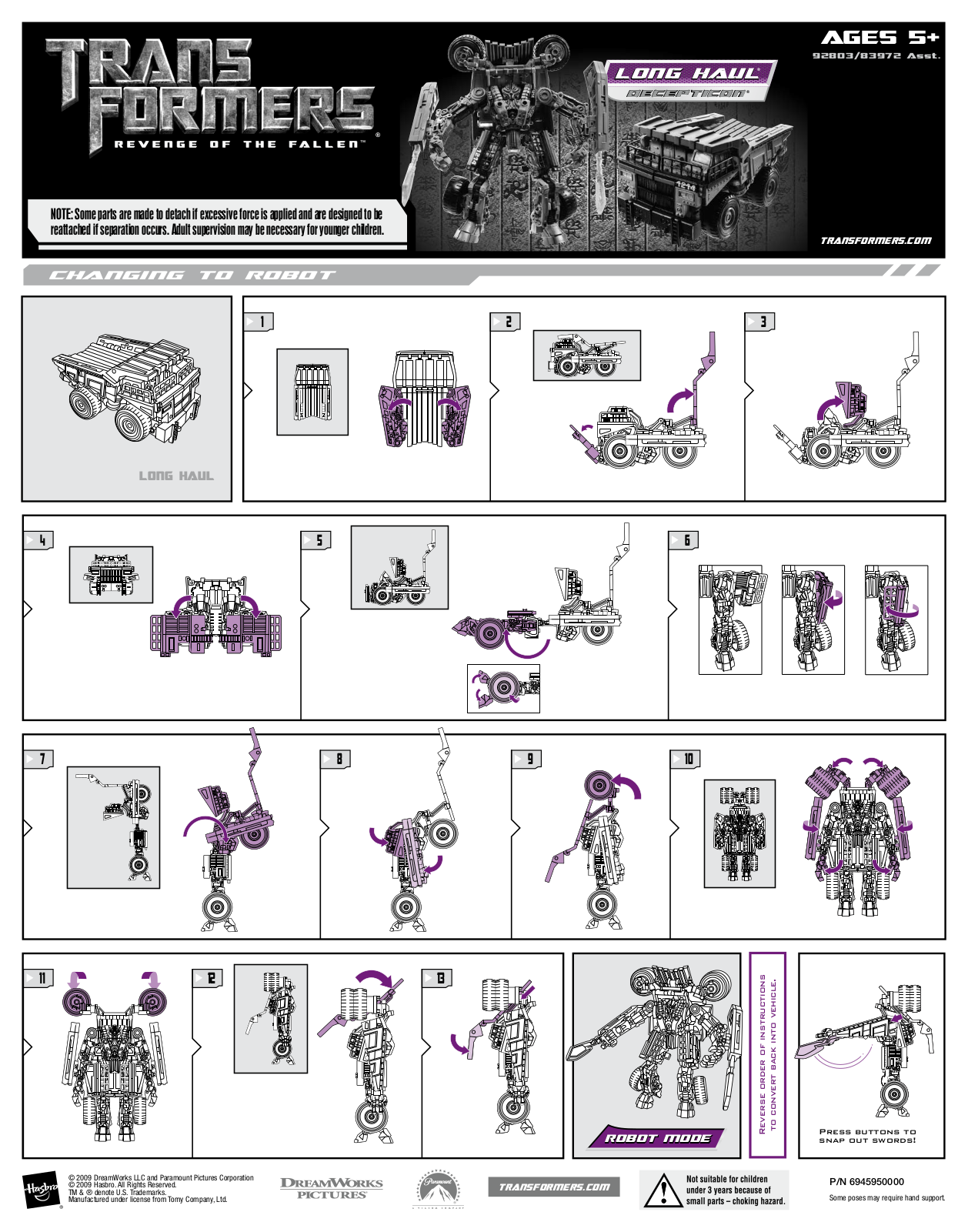 Hasbro TRANSFORMERS LONG HAUL User Manual