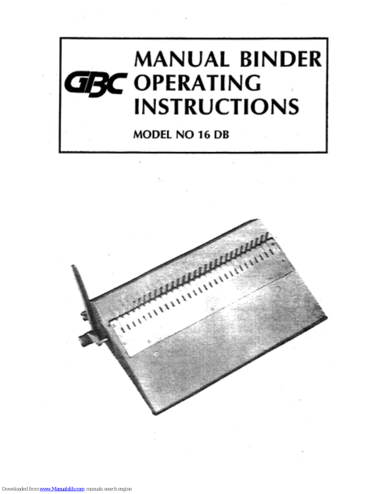 GBC 16 DB Operating Instructions Manual