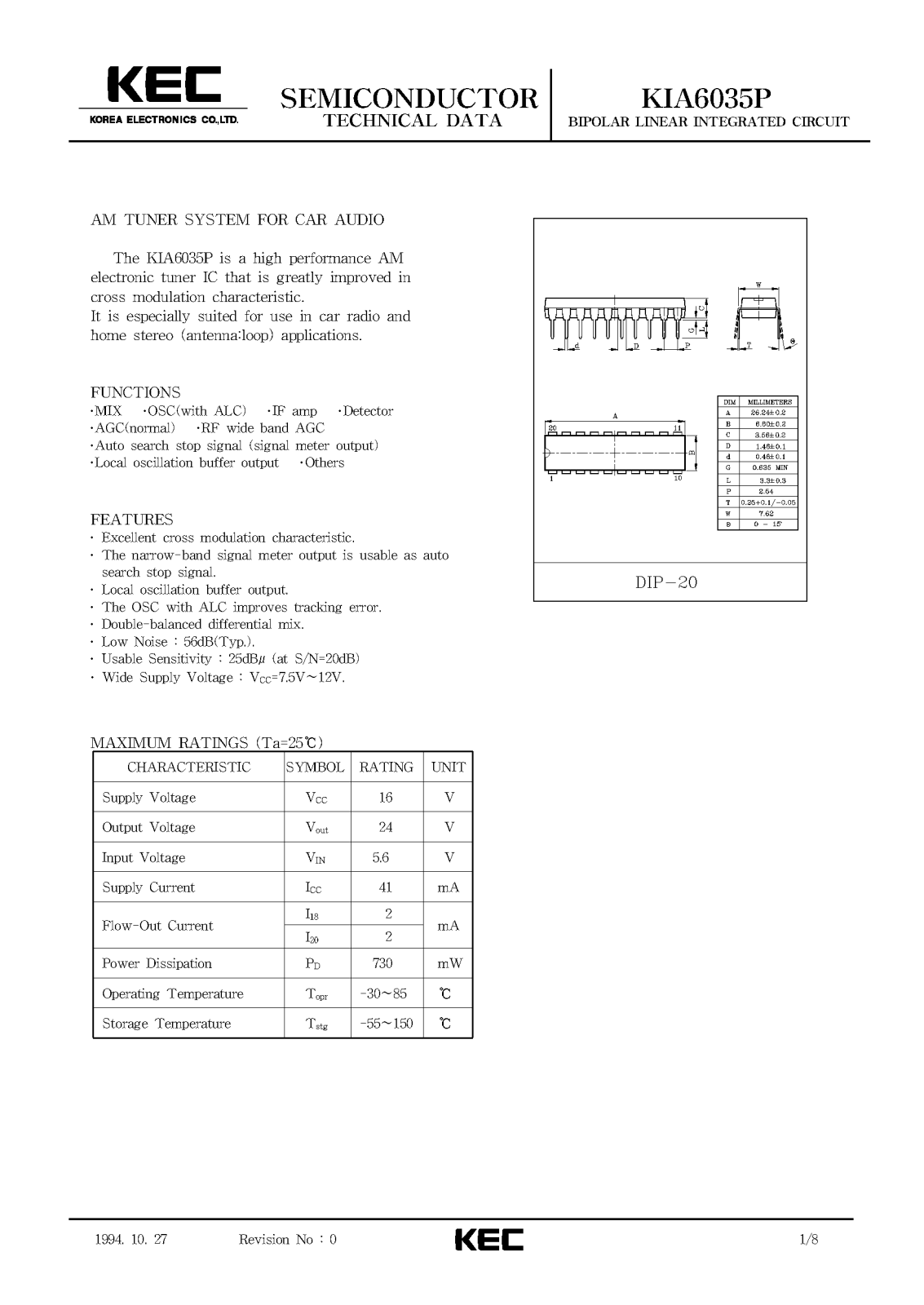 KEC KIA6035P Datasheet