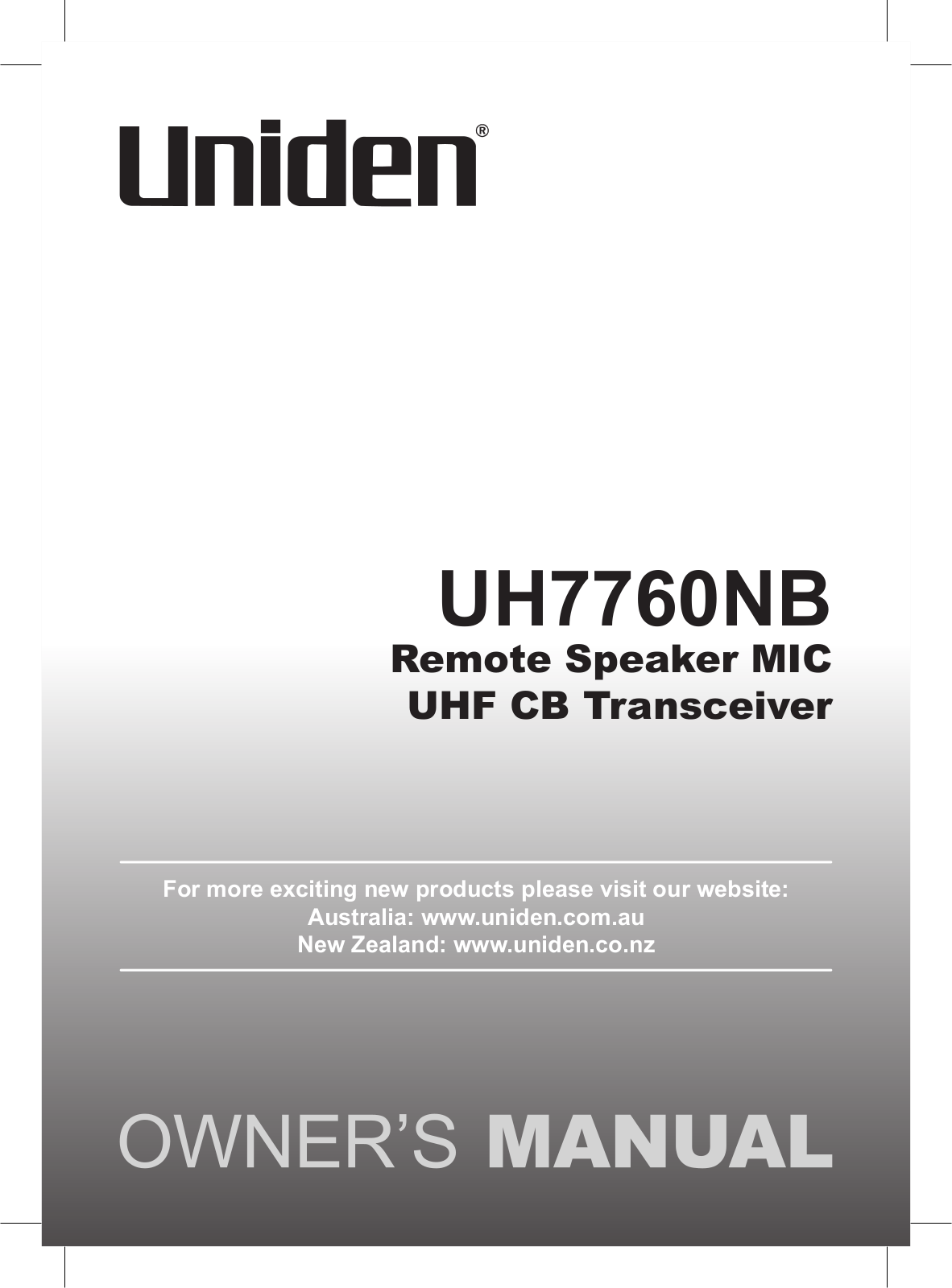 Uniden UH7760NB User Manual